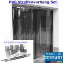 Streifenvorhang PVC 300x 3 mm komplett vormontiert, Edelstahl